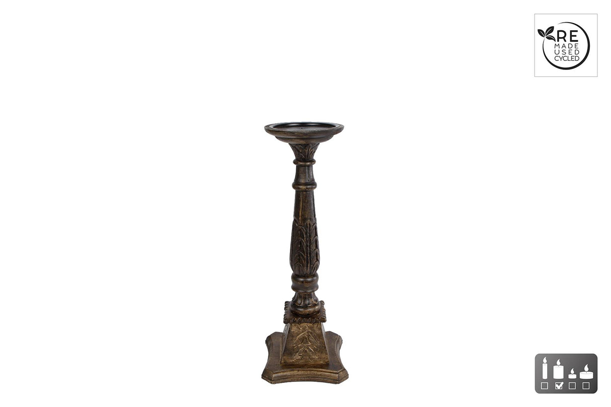 Cozydecor Kerzenständer Kathedrale aus schwarzem Holz, H44 cm