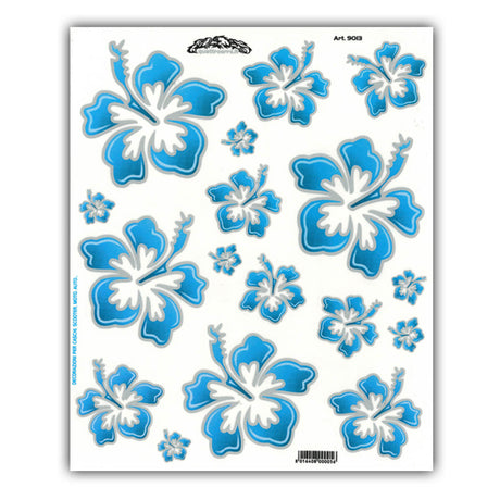 Aufkleberset hawaiianische Blumen blau m