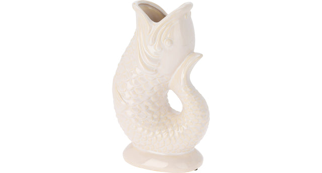 Vaas vis keramiek met open mond wit 13,3x7,5x20,5cm