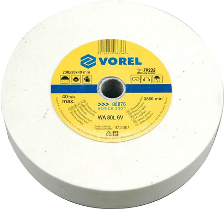 Vorel-Serie – feiner Schleifstein – 200 mm – 20 mm Dicke – 40 mm Innendurchmesser