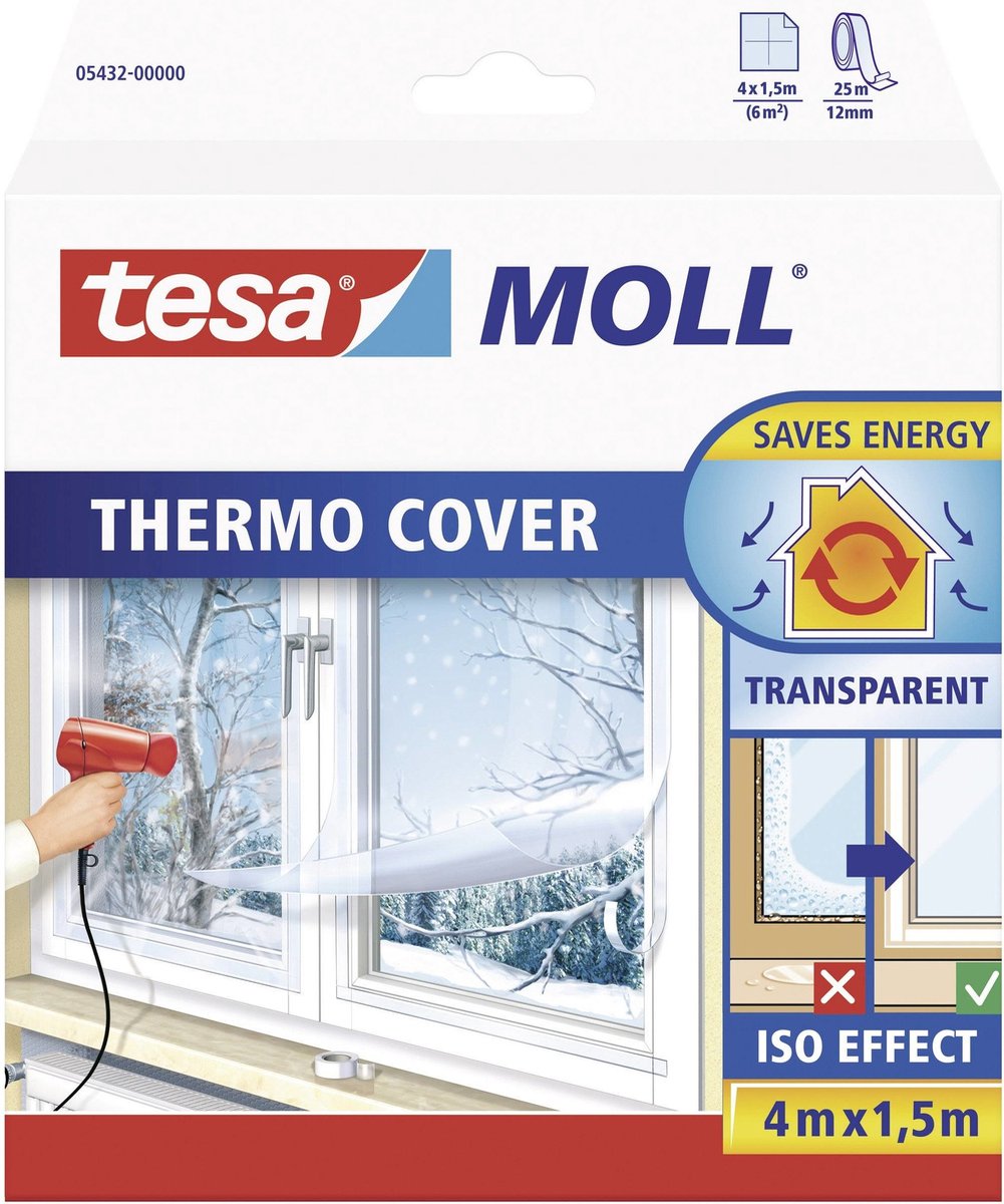 Tesa Moll Thermo Cover PE Fensterisolierfolie – 4 x 1,5 Meter