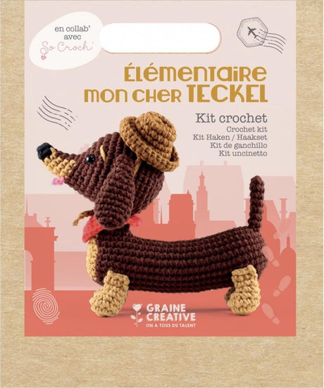 Graine Créative Häkelset Dackel Amigurumi – 18 cm Kuscheltier Hund – Geschenk