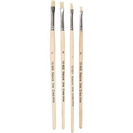 Creativ Company Nature Line Pinsel, Größe 00+1+2+4, L: 18,5-19 cm, B: 5-7 mm, flach, 4 Stück 1 Box