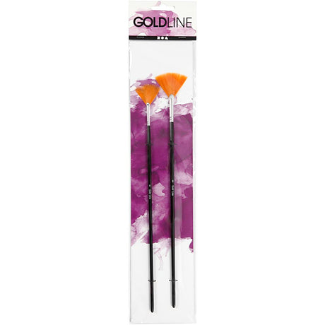 Creativ Company Gold Line Fächerpinsel, Größe 4+8, L: 29-30 cm, B: 2-3 mm, Fächer, 2 Stück 1 Box