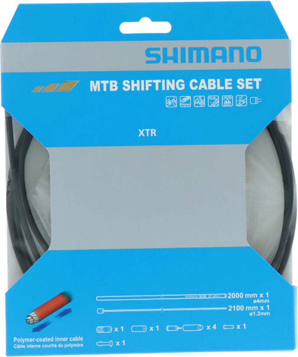 Shimano XTR MTB Schaltzugset – Polymerbeschichtung – 2100 2000 mm – Edelstahl – Schwarz