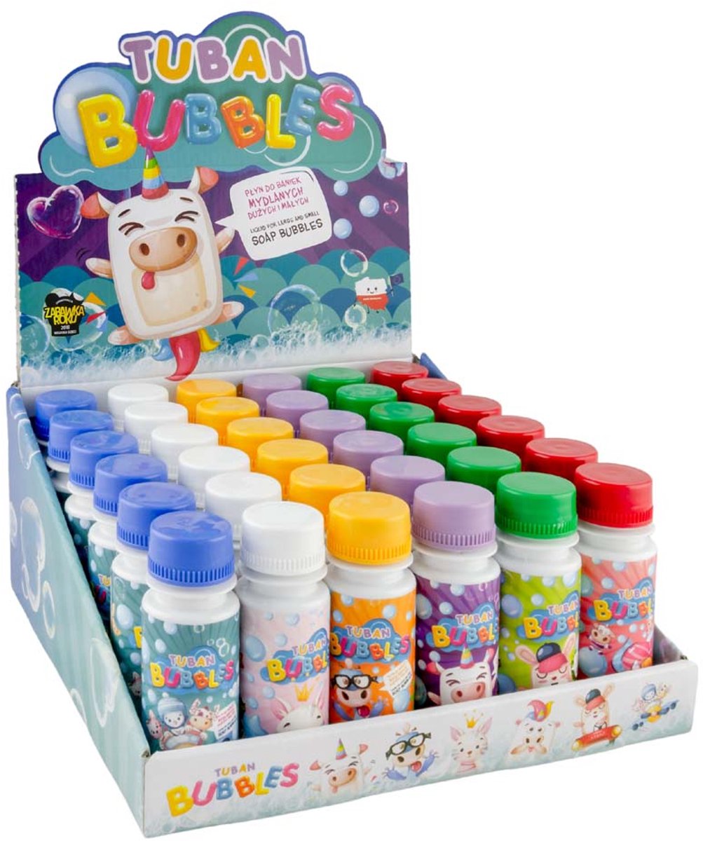 Tuban – kleine Seifenblasen präsentieren – 36 Stück mischen. x 60 ml