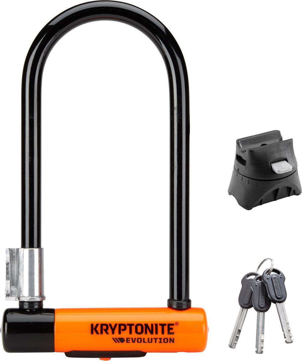 Kryptonite Evolution Bügelschloss – Art-3-Schloss – Bügelschloss aus Stahl für Elektrofahrräder und Roller – 22,9 x 10,2 cm – Schwarz
