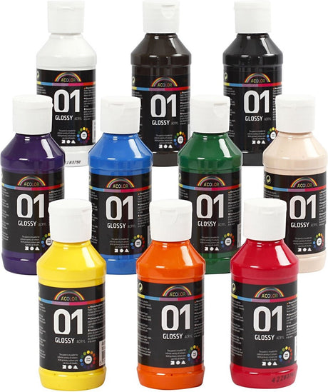 A-Color Acrylfarbe – Sortiment, verschiedene Farben, 01 – glänzend, 100 ml
