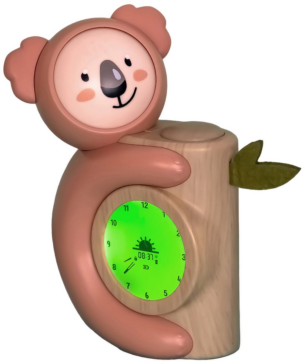 Pabobo koala slaaptrainer kinderen - 3-in-1 led kinderwekker - instelbare nachtlamp - bruin