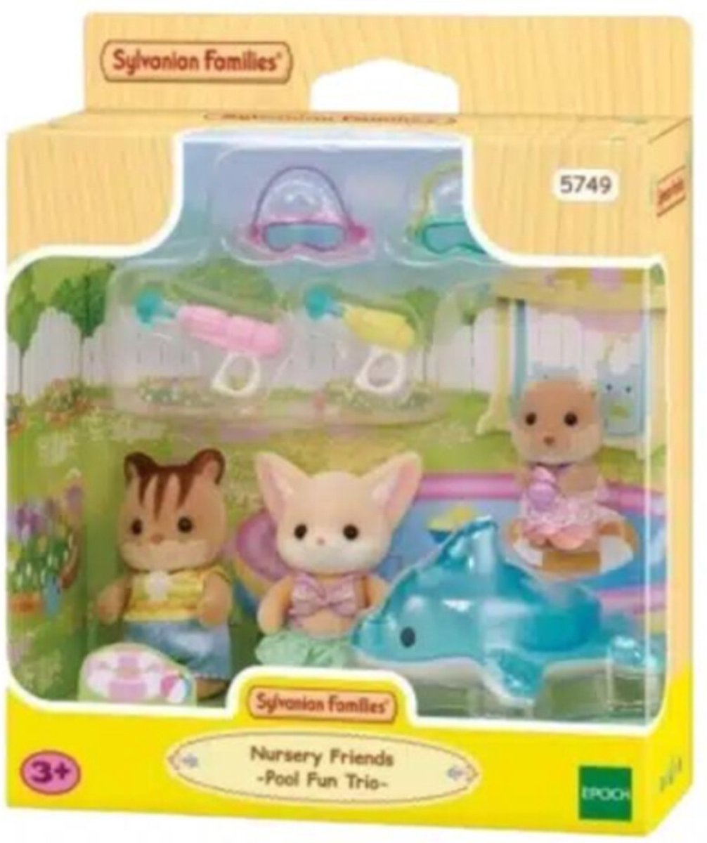 Epoch Sylvanian Family Dreier mit Kleinkindern und Freunden im Poolspaß