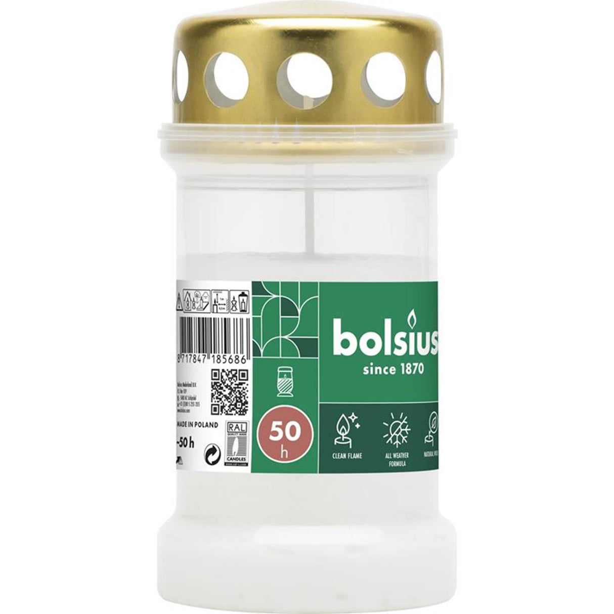 Bolsius Grablicht Nr.3 weiß mit Deckel