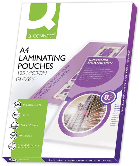 Q-Connect Laminierfolie A4 250 Mikron (2x 125 Mikron) 100 Stück