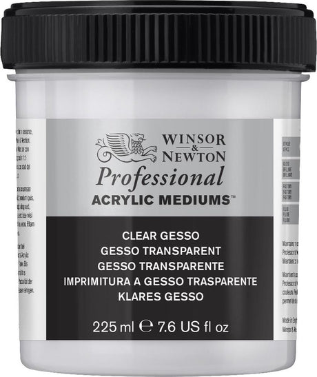 Winsor Newton 3040859 Professional Acrylic Clear Gesso Primer 225 ml – Transparente Acrylgrundierung für Acrylölfarbe