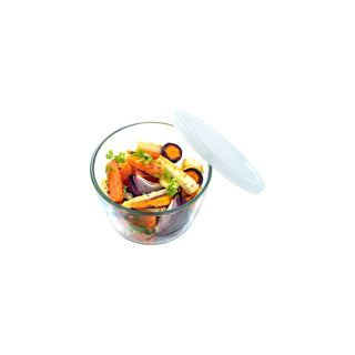 Pyrex runder Lebensmittelbehälter aus Glas zum Kochen und Einfrieren mit Deckel, 1,1 l