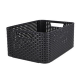 Korb im Curver-Stil m stapelbar im Rattan-Stil anthrazit (LxBxH 38x28x17cm)