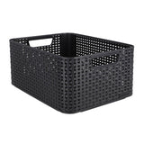 Korb im Curver-Stil m stapelbar im Rattan-Stil anthrazit (LxBxH 38x28x17cm)