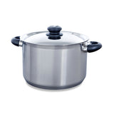 BK Karat+ Kochpfanne 24 cm – 6,2 l – ohne PFAS-freie Antihaftbeschichtung – Induktionskochpfanne – Kochpfanne aus Edelstahl – ofenfestes Spielzeug 160 °C – mit Deckel – Silber