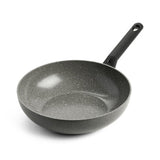 BK Granit-Keramik-Keramik-Wok-Pfanne 28 cm – 3,7 l – Induktions-Wok-Pfanne – ohne Deckel – ofenfest bis 160 Grad – Kaltgriff – PFAS-frei – Grau