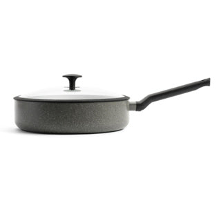 Bk Granit-Keramik-Bratpfanne 28 cm – 4,2 l – Induktionsbratpfanne – mit Deckel – ofenfest bis 160 Grad – Kaltgriff – PFAS-frei – Grau