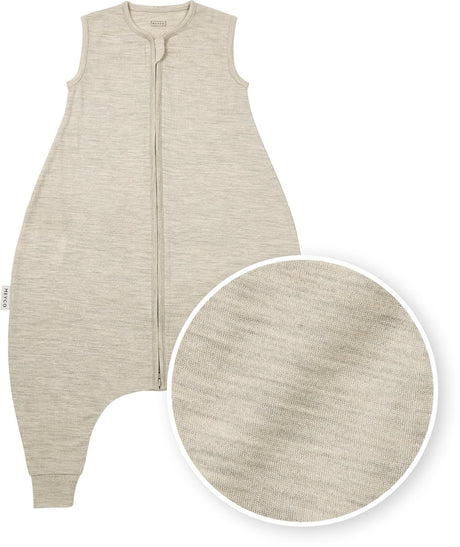 Meyco Baby Studio Collection Merino-Schlafoverall-Pullover mit festen Ärmeln – Merinowolle – Sandmelange – 92 cm – 0,5 Tog