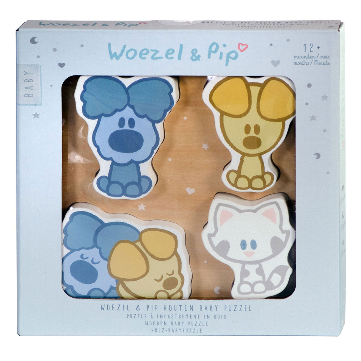 Rubo Toys Woezel und Pip Baby-Holzpuzzle, 4-tlg.