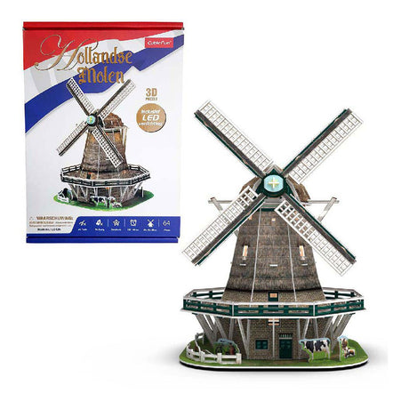 Kubische lustige 3D-Puzzlemühle LED - 65-tlg.