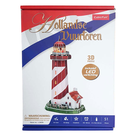 Kubisches lustiges 3D-Puzzle Leuchtturm LED, 51tlg.