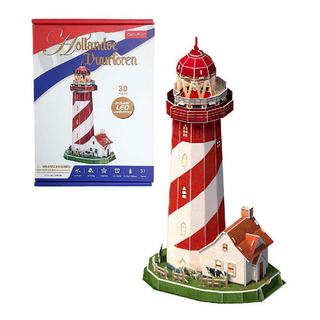 Kubisches lustiges 3D-Puzzle Leuchtturm LED, 51tlg.