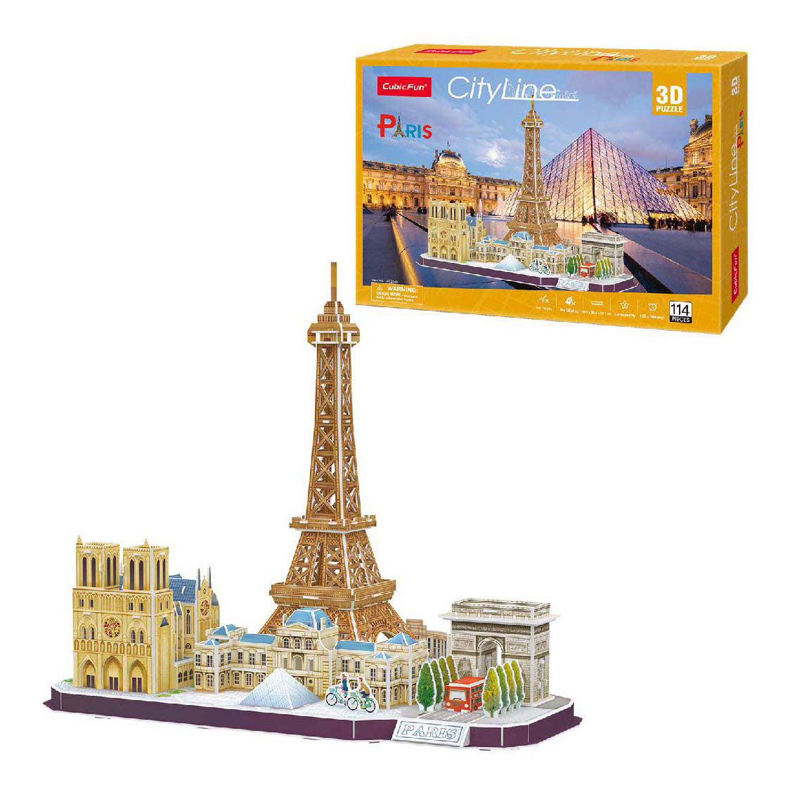 Kubisches lustiges 3D-Puzzle „City Line Paris“.