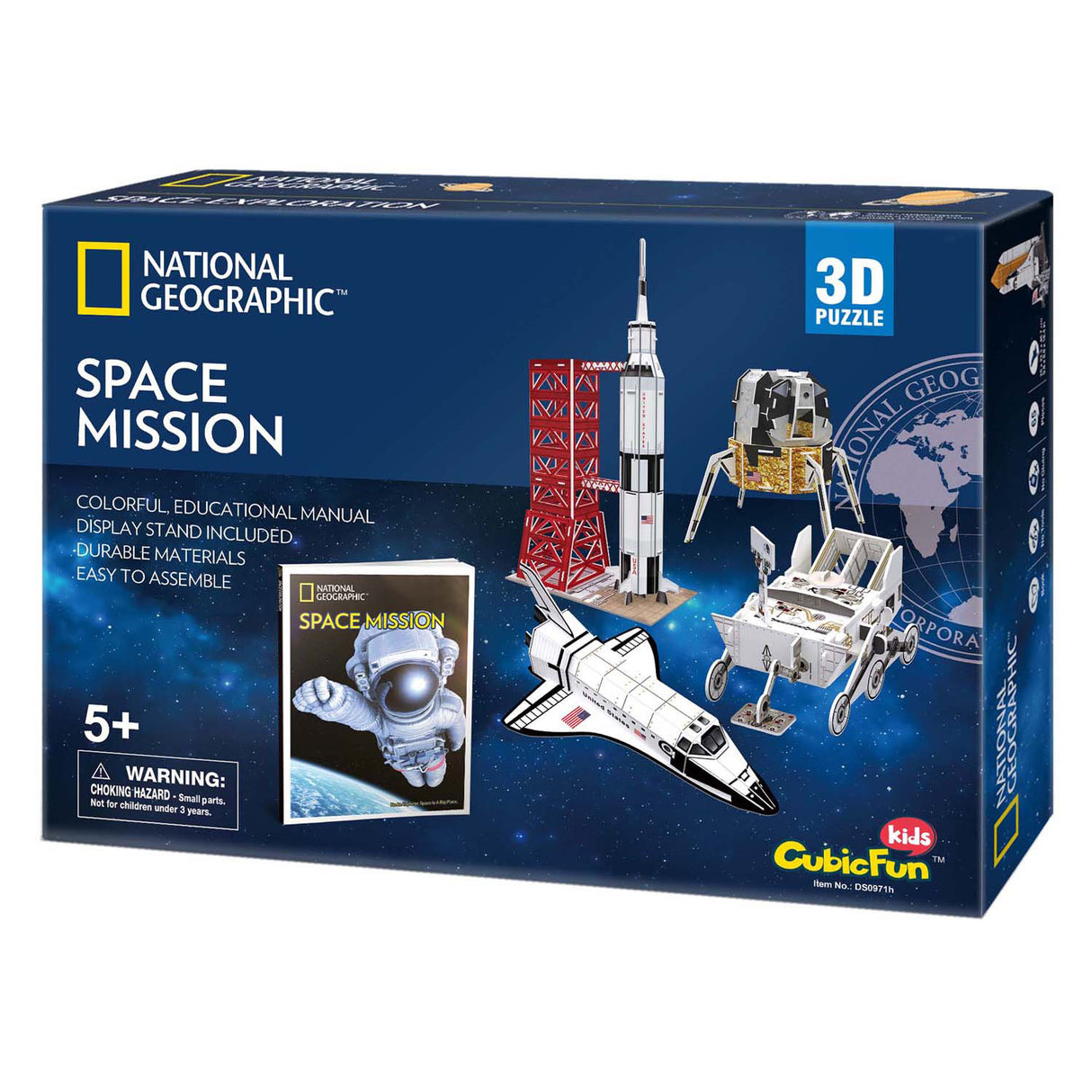 Kubisches, lustiges 3D-Puzzle, nationale geografische Weltraummission
