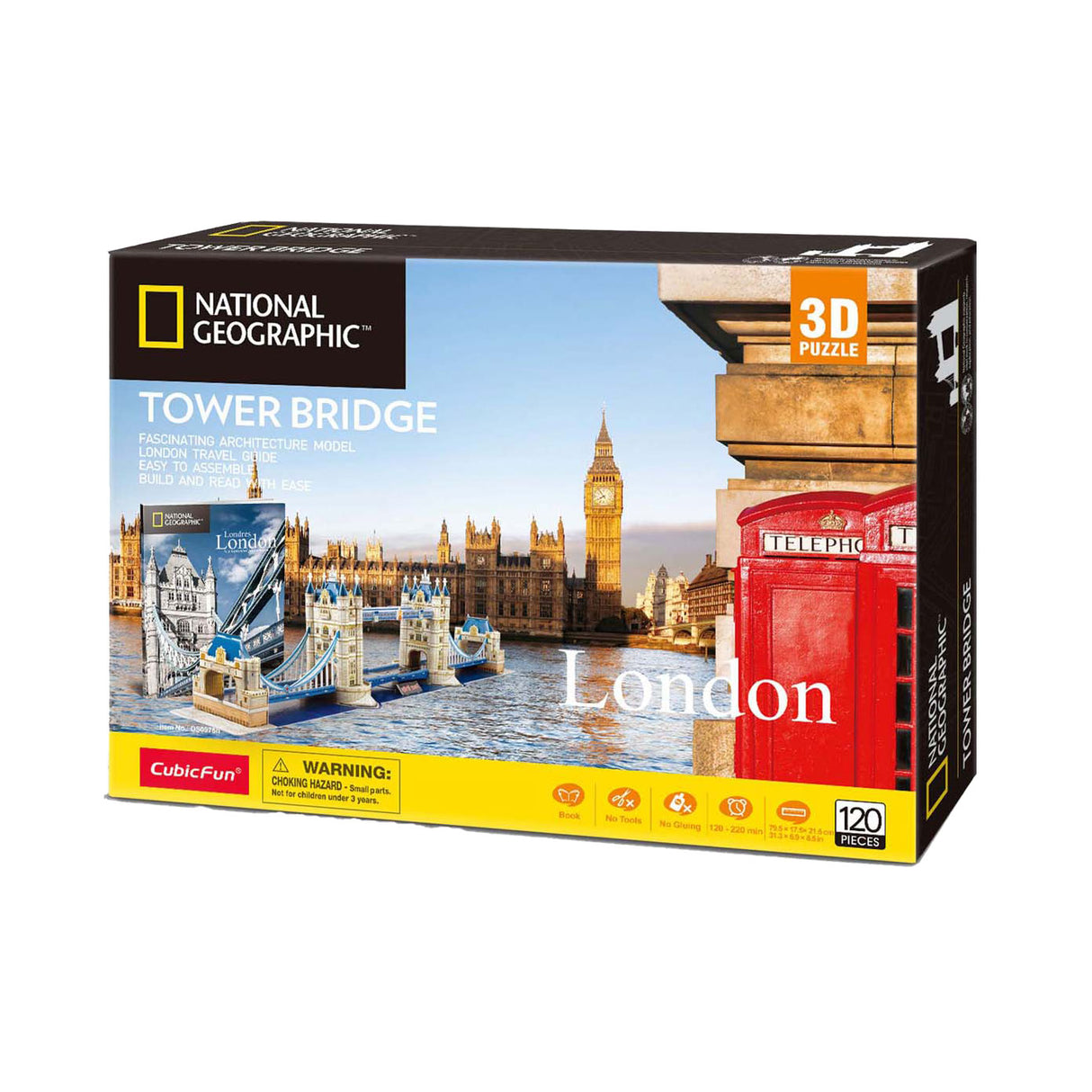 Kubisches lustiges 3D-Puzzle Tower Bridge – pädagogisch und lehrreich – 66 Teile