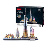 Kubisches lustiges 3D-Puzzle City Line Dubai mit LED-Beleuchtung