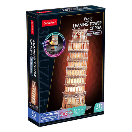 Würfelspaßiges 3D-Puzzle Turm von Pisa mit LED-Beleuchtung