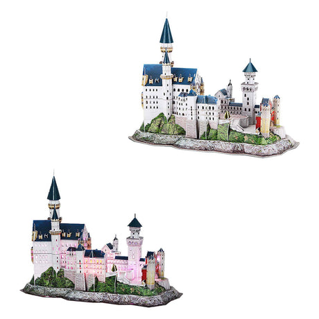 Würfelspaßiges 3D-Puzzle Schloss Neuschwanstein – mit LED-Beleuchtung – 128 Teile