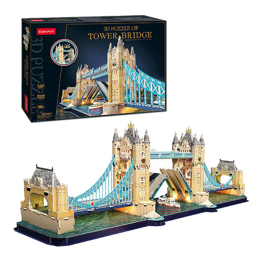 Würfelspaßige 3D-Puzzle-Turmbrücke mit LED-Beleuchtung
