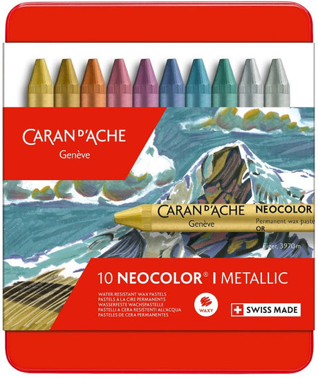 Caran d'ache neocolor i – Metallic-Wachspastelle in Metallbox – 10 Farben