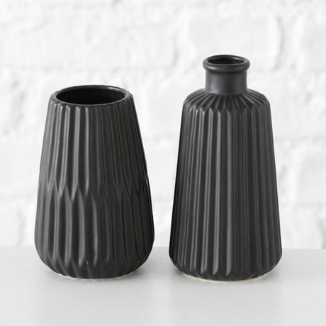 Boltze Home Vase Esko Keramik H17cm schwarz Durchmesser 8 cm