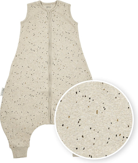 Meyco Baby Rib Mini Spot Baby-Sommer-Schlafoverall-Pullover – Sandmelange – 80 cm – 0,5 Tog