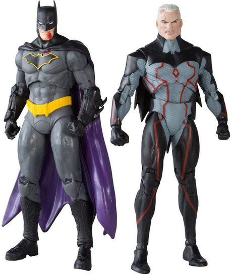 Mcfarlane Toys DC Collector Actionfigur, 2er-Pack, Omega (unmaskiert), Batman (blutig) (goldenes Etikett), 18 cm große Actionfigur