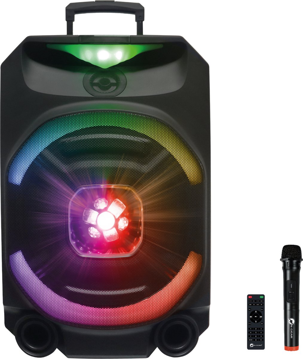 N-gear the flash 1550d - karaoke set - 15 woofer - bluetooth - led lichtshow - draadloze microfoons - 800w