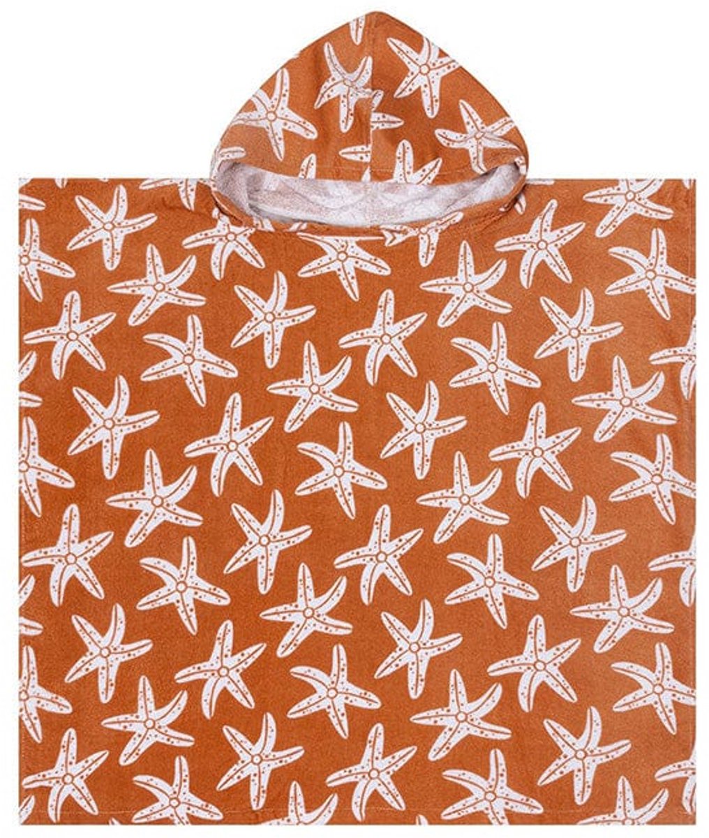 Seestern | Orangefarbener Strandponcho 65 x 65 cm