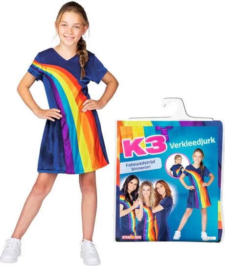 K3-Kostüm – Regenbogenblau, 6–8 Jahre