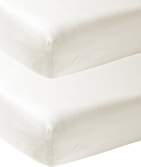 Meyco Baby Uni Spannbettlaken Beistellbett – 2er-Pack – gebrochenes Weiß – 50 x 90 cm