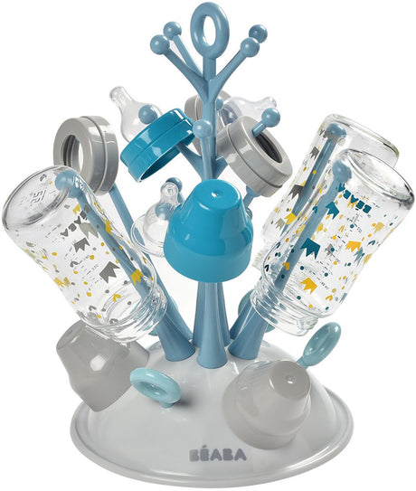 Béaba Flaschenregal Baby – Hygienischer Abtropfständer für Babyflaschen – Wäscheständer für 6 Babyflaschenzubehör – Blau