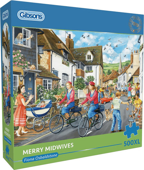 Gibsons – Merry Midwives (von Fiona Osbaldstone) – 500 große Teile, 68 x 49 cm (B x H) – Puzzle für Erwachsene