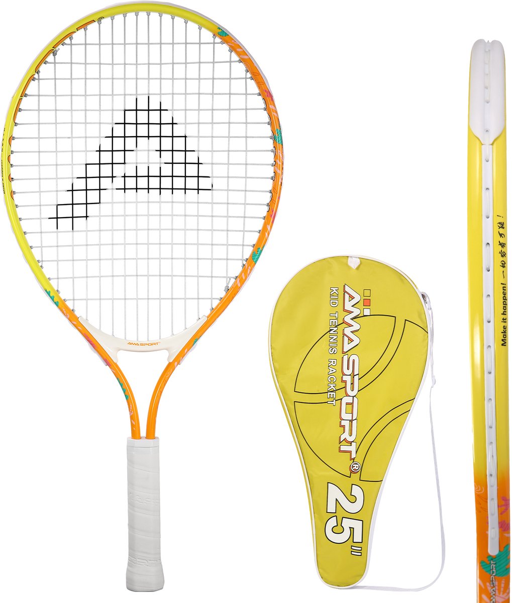 Ama Sport Kinder-Tennisschläger Orange 25 Zoll – leichter Junior-Schläger mit Tasche – ideal für Anfänger –