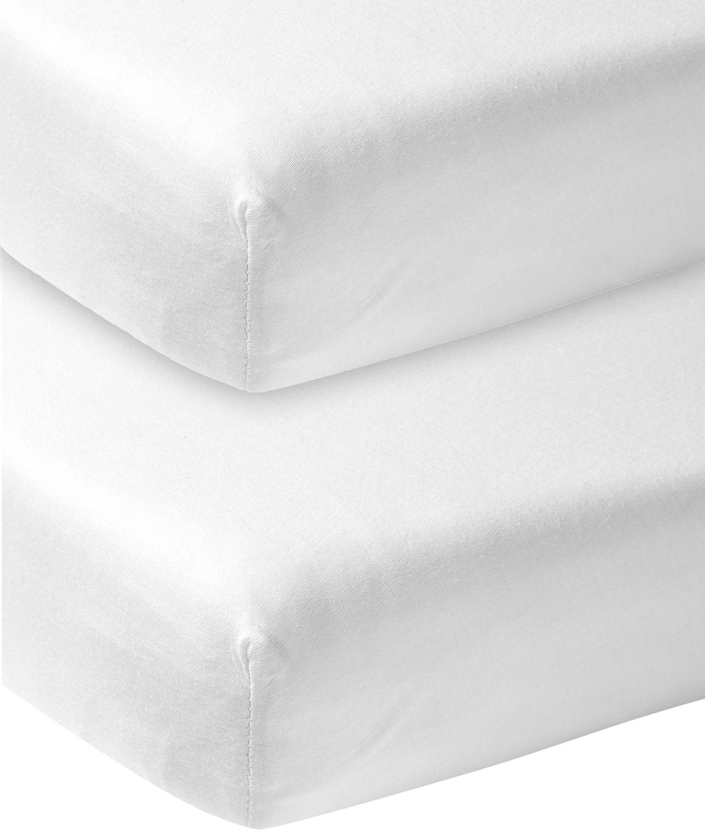 Meyco Baby Uni Spannbettlaken für Kinderbett – 2er-Pack – weiß – 40 x 80 x 90 cm