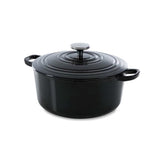 Bk Burgunderroter Gusseisentopf 24 cm 4,2 l – Induktionstopf – Gusseisentopf – ofenfest bis 230 Grad – Deckel mit Tropfringen – innen weiß emailliert – schwarz