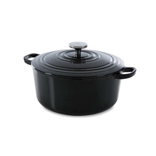 Bk Burgunderroter Gusseisentopf 24 cm 4,2 l – Induktionstopf – Gusseisentopf – ofenfest bis 230 Grad – Deckel mit Tropfringen – innen weiß emailliert – schwarz