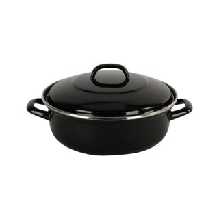 Bk Fortalit Emaille-Bratpfanne 20 cm 1,4 l – Induktionsbratpfanne – emaillierter Stahl – ofenfest bis 230 Grad – keine Antihaftbeschichtung – mit Deckel – Schwarzblau